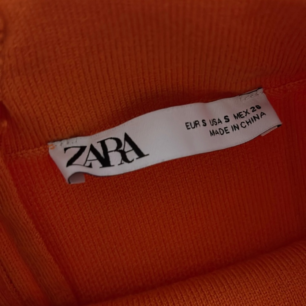 Zara knitted V neck oversized orange top and matching mini skirt size S - Picture 4 of 6